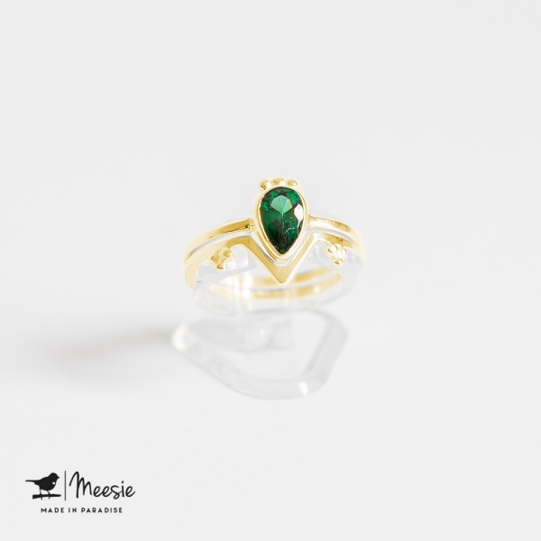 Ringen Set: V-ring & Topaas edelsteen ring goud op zilver Ringen Set: V-ring & Topaas edelsteen ring goud op zilver